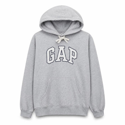 Gap Women Grey Pullover Hoodie M Logo Print Casual Cotton Blend