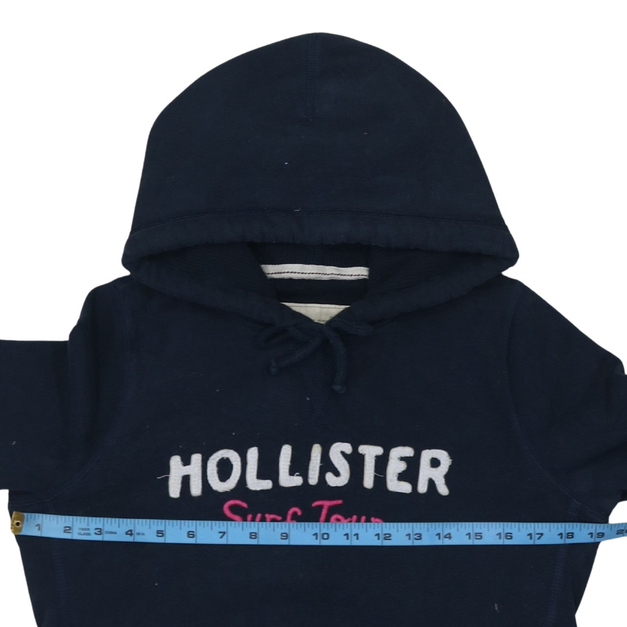 Hollister Womens Navy Blue Pullover Hoodie L Embroidered Surf Tour