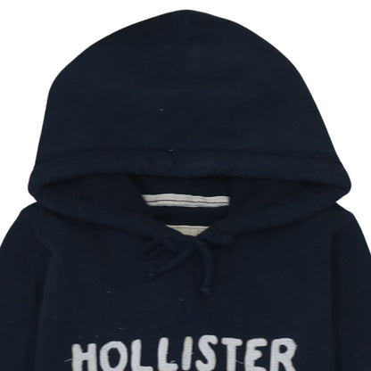 Hollister Womens Navy Blue Pullover Hoodie L Embroidered Surf Tour