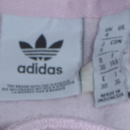 Adidas Women Pink Pullover Hoodie Size 10 Cotton Blend Logo Sweatshirt