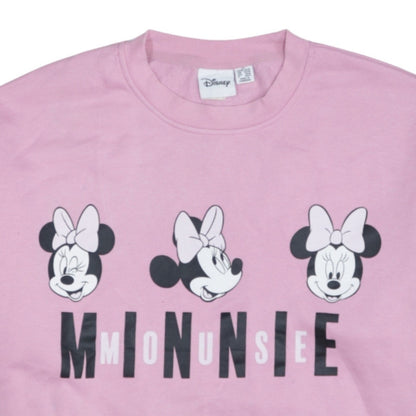 Disney Women Pink Minnie Mouse Graphic Pullover Sweatshirt XL