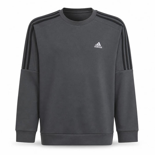 Front view of adidas Men's Grey Crew Neck Pullover Sweatshirt, size S