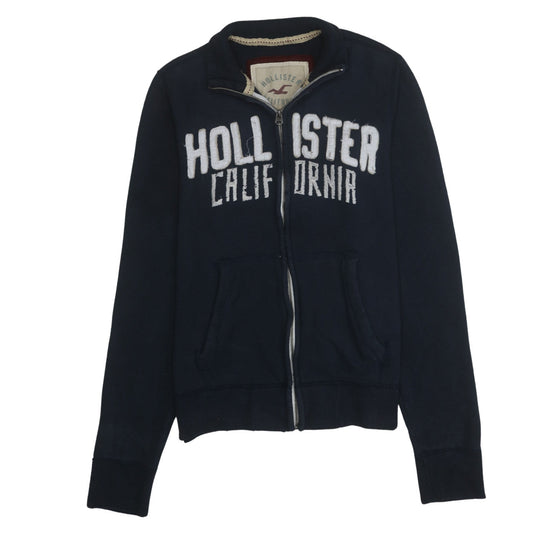 Hollister Men's Blue Full Zip Track Jacket Size L Fleece Logo