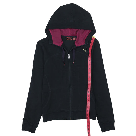 Puma Womens Black Full Zip Hoodie Size 12 Hooded Sweatshirt