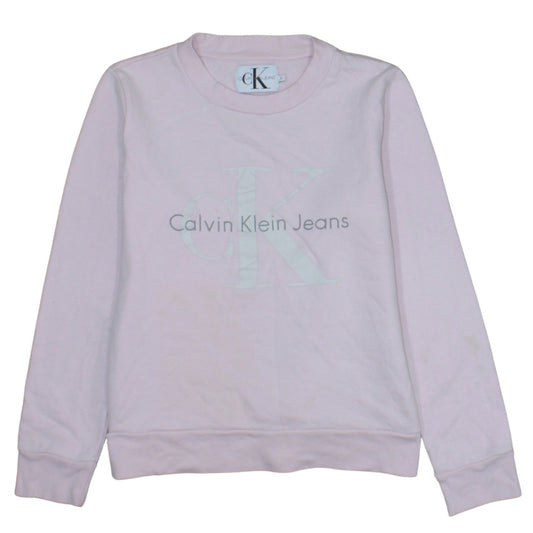 Calvin Klein Jeans Women’s Pink Logo Pullover Sweatshirt M