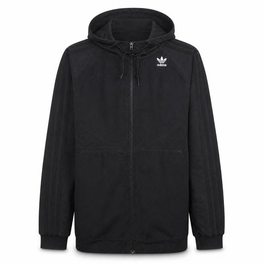 Front view of Adidas Men's Black Full Zip Hoodie, size S, Regular Fit