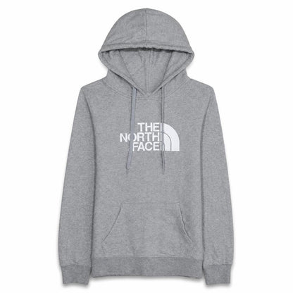 The North Face Women Grey Pullover Hoodie Size M Logo Print Cotton Blend