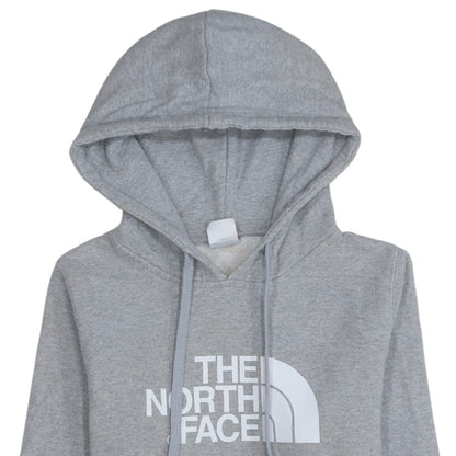 The North Face Women Grey Pullover Hoodie Size M Logo Print Cotton Blend