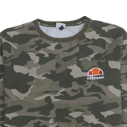 Ellesse Men's Green Camouflage Crew Neck Sweatshirt XL