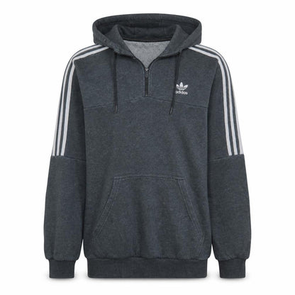 Adidas Mens Dark Grey 1/2 Zip Hoodie Large Pullover Three Stripe Logo