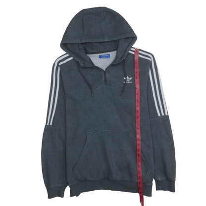 Adidas Mens Dark Grey 1/2 Zip Hoodie Large Pullover Three Stripe Logo