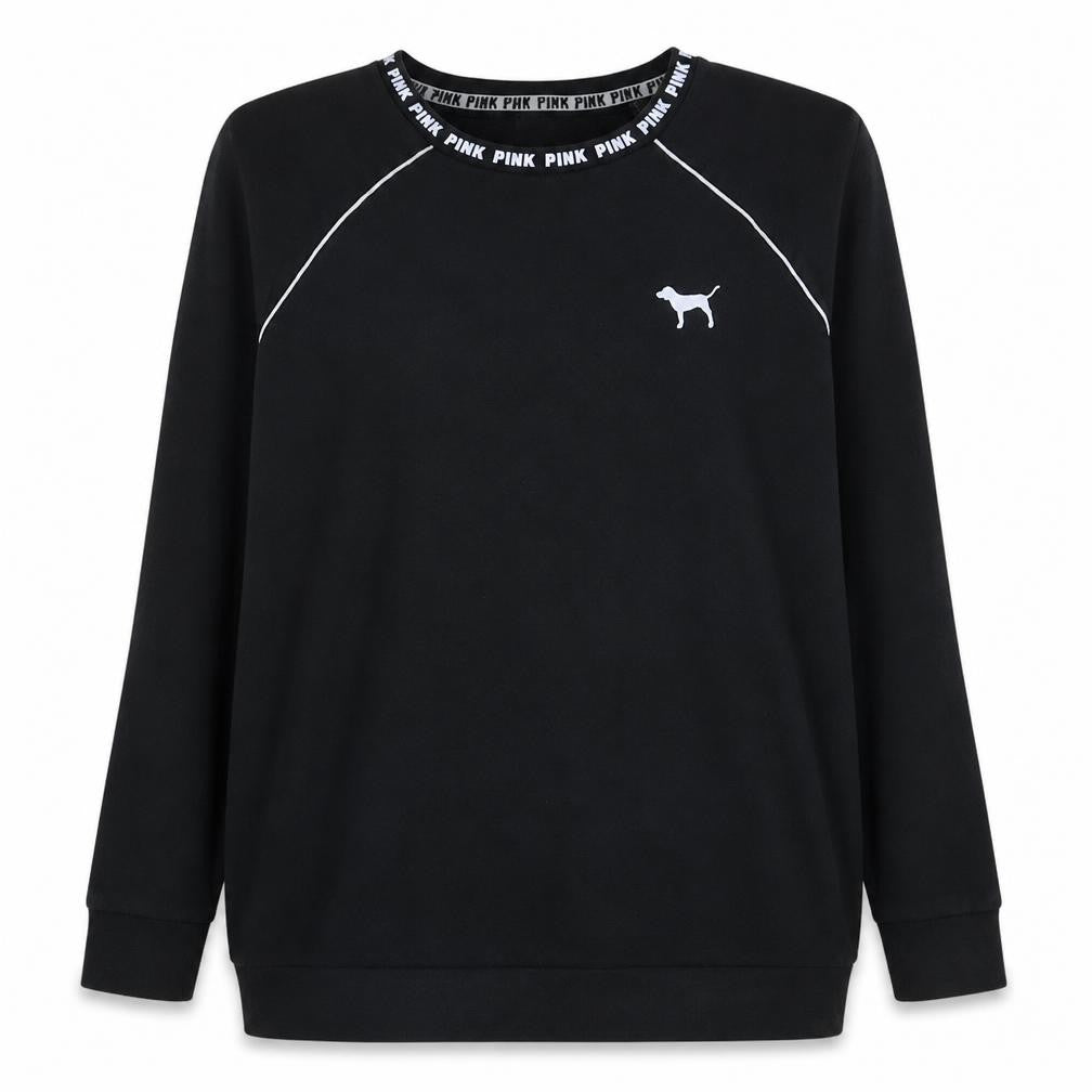 Victoria's Secret PINK Women's Black Crew Neck Sweatshirt XS Relaxed Fit