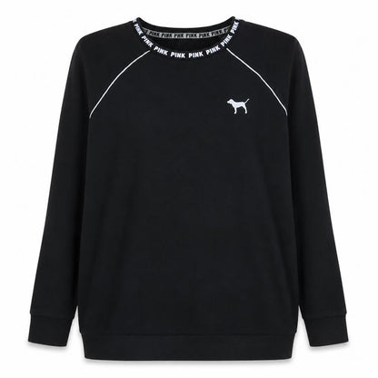 Victoria's Secret PINK Women's Black Crew Neck Sweatshirt XS Relaxed Fit