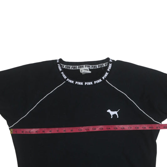 Victoria's Secret PINK Women's Black Crew Neck Sweatshirt XS Relaxed Fit