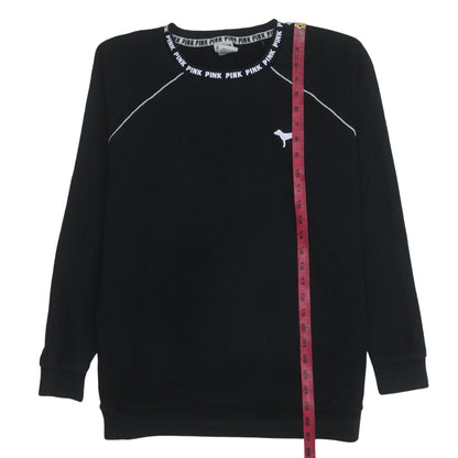 Victoria's Secret PINK Women's Black Crew Neck Sweatshirt XS Relaxed Fit