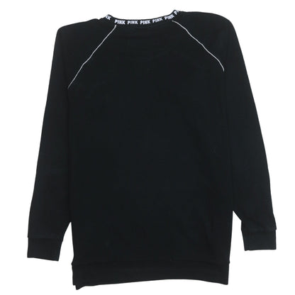 Victoria's Secret PINK Women's Black Crew Neck Sweatshirt XS Relaxed Fit