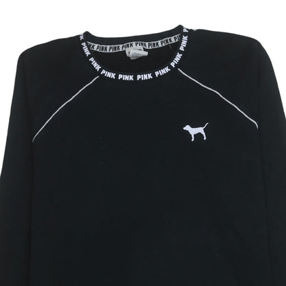 Victoria's Secret PINK Women's Black Crew Neck Sweatshirt XS Relaxed Fit