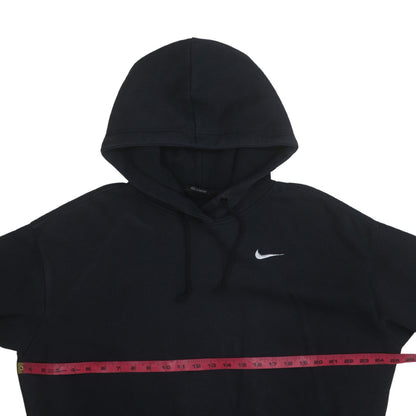 Nike Women Black Pullover Hoodie Medium Cotton Blend Logo Print