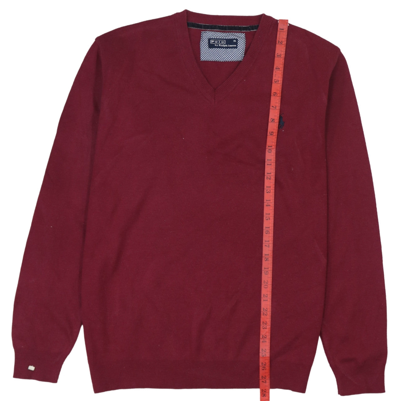 Polo Ralph Lauren Men's Red Cotton V-Neck Jumper XL
