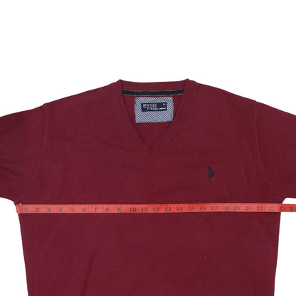 Polo Ralph Lauren Men's Red Cotton V-Neck Jumper XL