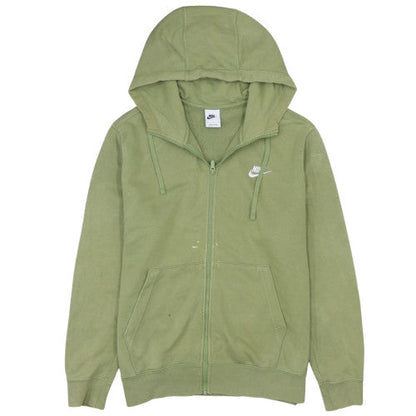 Nike Men's Green Full Zip Hoodie M Regular Fit Cotton Fleece