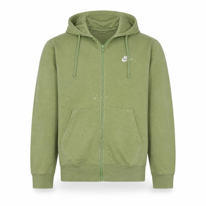 Nike Men's Green Full Zip Hoodie M Regular Fit Cotton Fleece