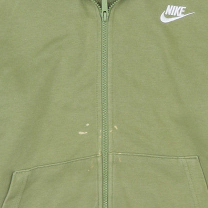 Nike Men's Green Full Zip Hoodie M Regular Fit Cotton Fleece