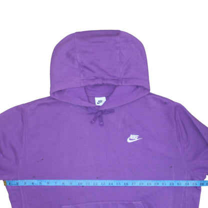 Nike Women Purple Pullover Hoodie Size L Cotton Blend Logo Sweatshirt