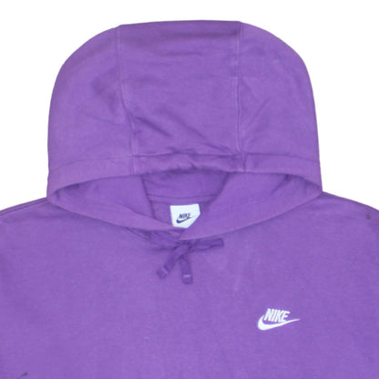 Nike Women Purple Pullover Hoodie Size L Cotton Blend Logo Sweatshirt