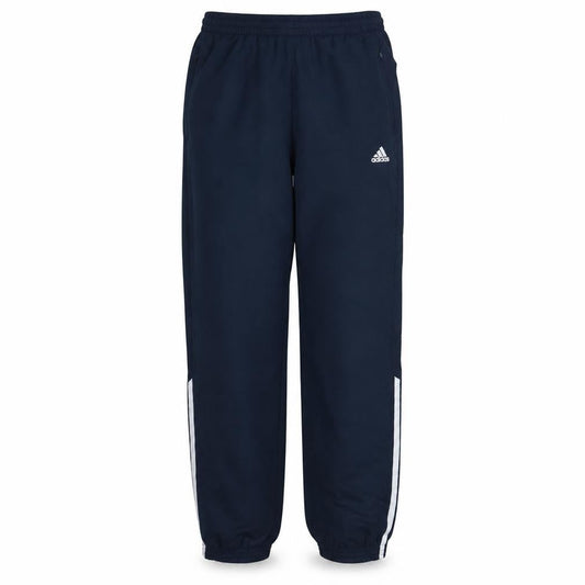 Front view of Adidas Men's Blue Track Pants, size S, Elastic Waist Lightweight Activewear