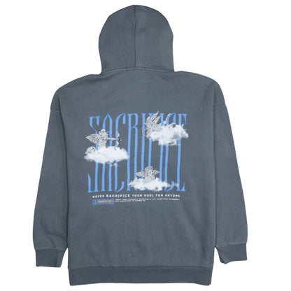 FB Sister Womens Grey Hooded Pullover Sweatshirt L Casual Graphic Print