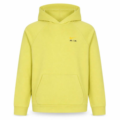 Front view of Nike boys’ yellow pullover hoodie xl fleece logo air sportswear