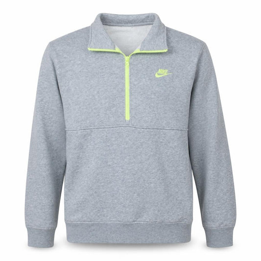 Nike Men's Grey 1/4 Zip Pullover Sweatshirt M Fleece Cotton Blend