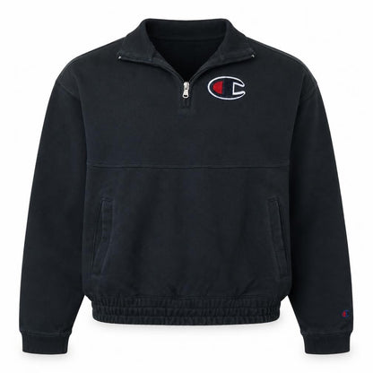 Champion Black Small 1/4 Zip Cotton Sweatshirt for Women