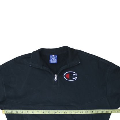 Champion Black Small 1/4 Zip Cotton Sweatshirt for Women