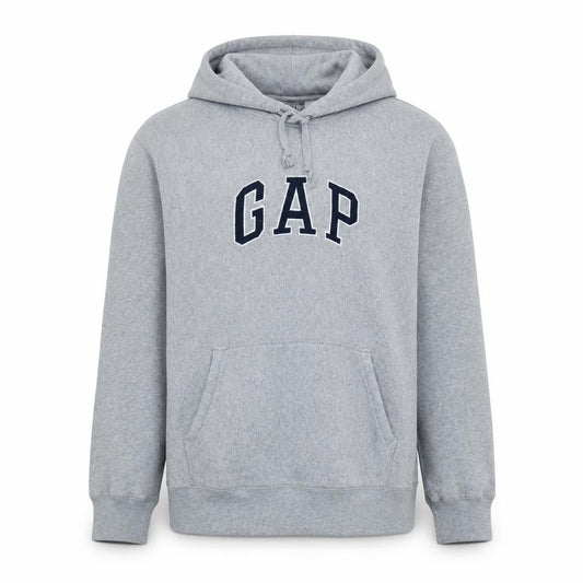 Gap Men's Grey Pullover Hoodie S Regular Fit Logo Fleece Sweatshirt