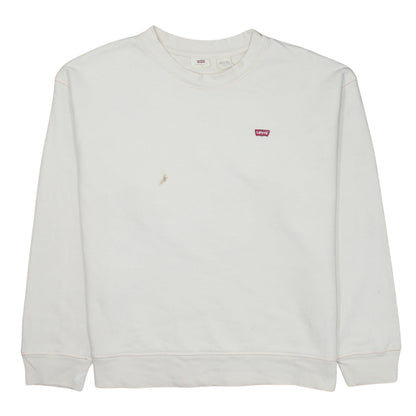 Levi's Women's White Cotton Crew Neck Pullover Sweatshirt M
