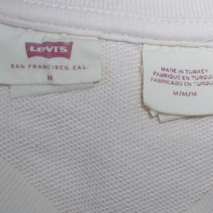 Levi's Women's White Cotton Crew Neck Pullover Sweatshirt M