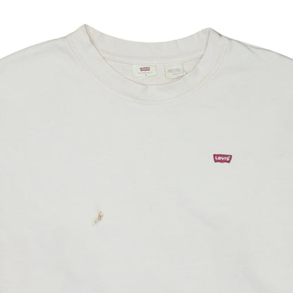 Levi's Women's White Cotton Crew Neck Pullover Sweatshirt M