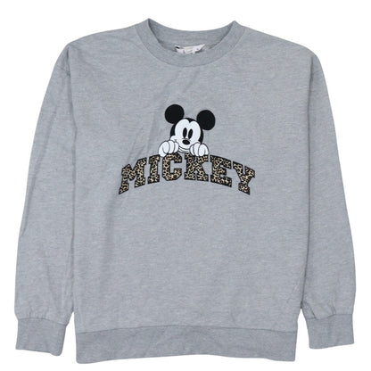 TU Woman Grey Disney Mickey Sweatshirt Size 16 Leopard Print