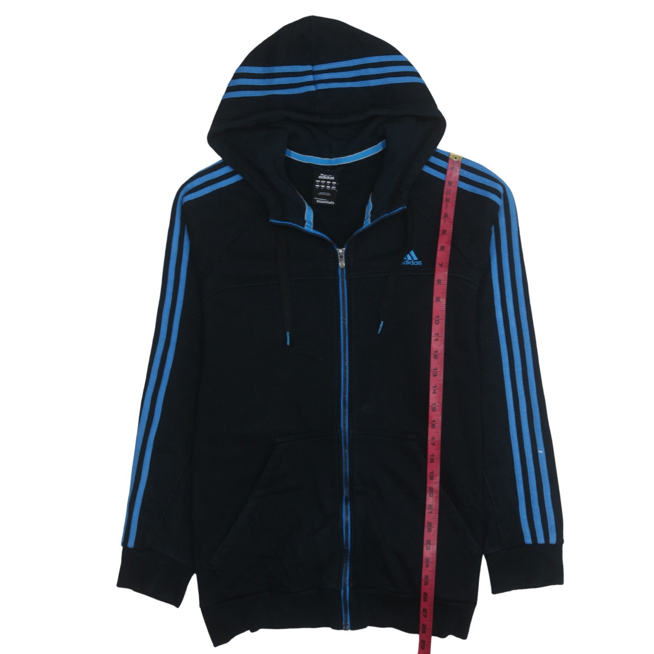 Adidas Men’s Black Blue Full Zip Hoodie XL Essentials Sportswear