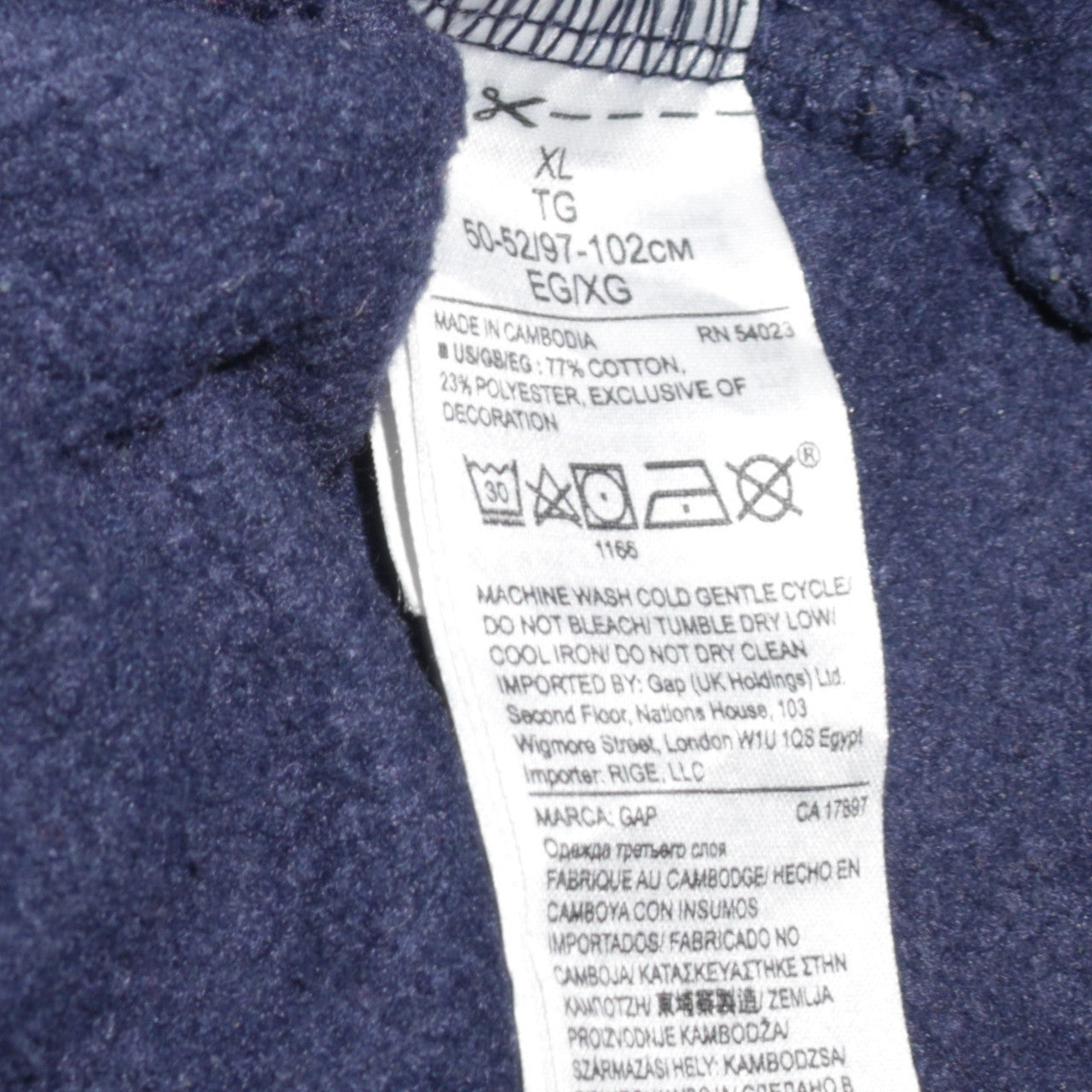 GAP Mens Blue XL Full Zip Hooded Sweatshirt Logo Hoodie