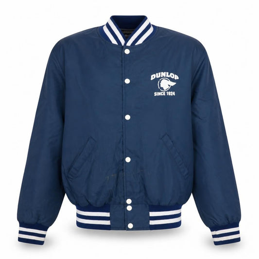 Holloway Men’s Blue Varsity Jacket L Dunlop Pontiac Embroidered Retro