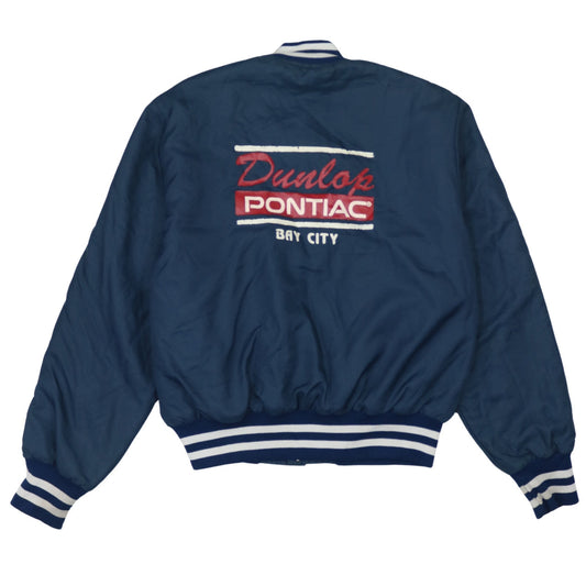 Holloway Men’s Blue Varsity Jacket L Dunlop Pontiac Embroidered Retro