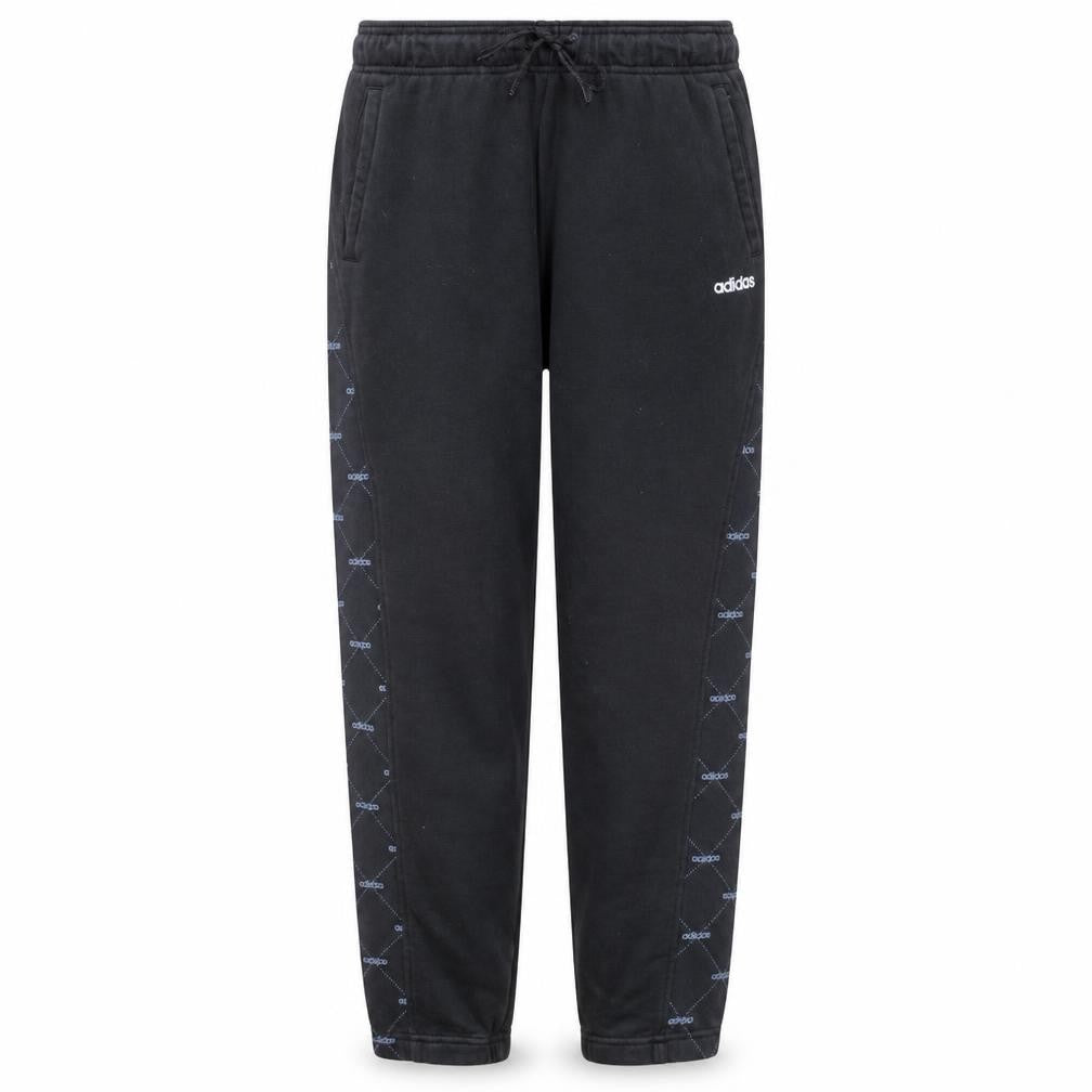 Front view of Adidas women’s black jogger sweatpants l elastic waist drawstring pockets
