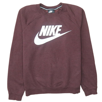 Nike Mens Brown Pullover Sweatshirt Small Crew Neck Logo Print