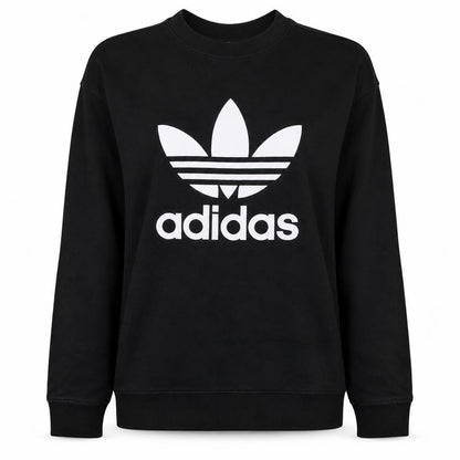 Adidas Womens Black Crew Neck Pullover Sweatshirt Size 12