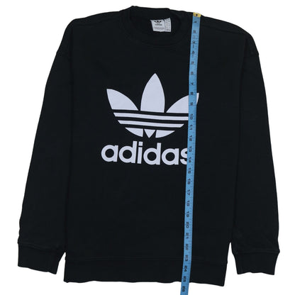 Adidas Womens Black Crew Neck Pullover Sweatshirt Size 12