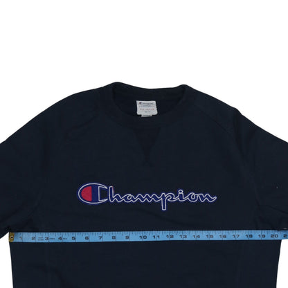 Champion Men's Blue Medium Pullover Sweatshirt Embroidered Logo