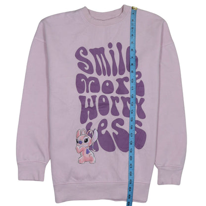 Disney Primark Women XS Pink Pullover Sweatshirt Angel Print